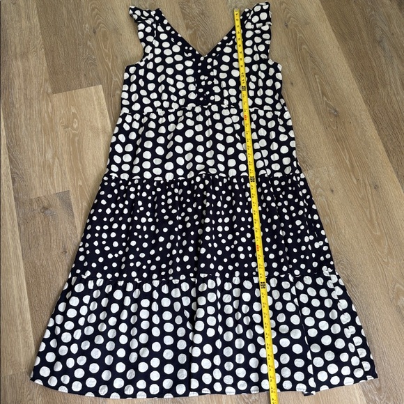 LOFT Maxi Dress size large navy blue and white polka dots tiered flutter sleeve - Picture 11 of 14